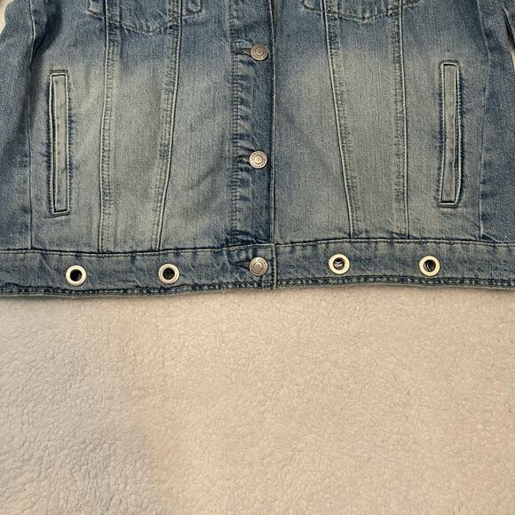 Mavi Jeans Co. Women's Denim Jacket‎ Size S Light Wash Button Front Grommet Hem - Picture 5 of 13